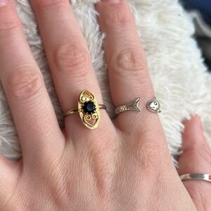 Black Onyx & Gold Tone Ring